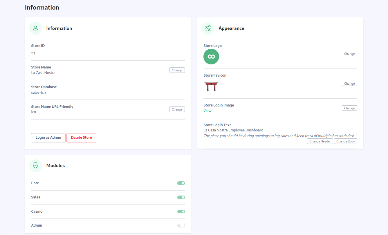 Store Administration